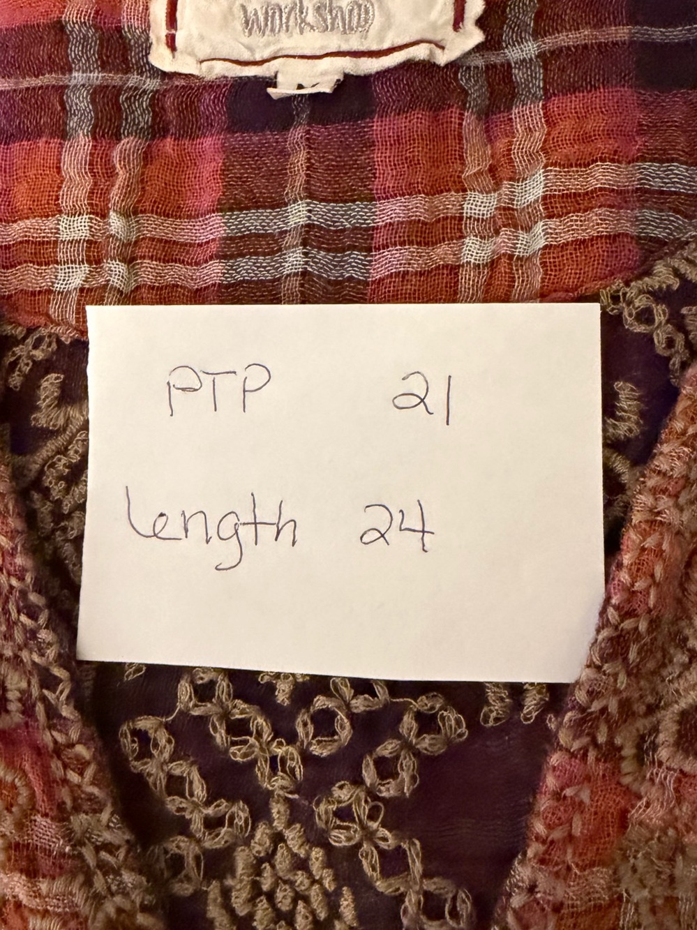 Johnny Was Red Plaid Embroidered Peasant Blouse - Picture 3 of 13